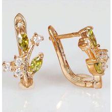 Серьги с перидотом "Ветка"