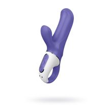  Фиолетовый вибратор Satisfyer Vibes Magic Bunny с клиторальным отростком - 17,6 см.