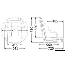 Osculati Padded seat with Flip UP RS56 to be lined, 48.410.32