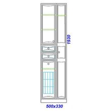 Шкаф-пенал Aqwella Барселона П5 2 K с бельевой корзиной