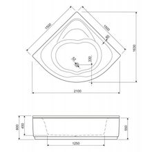 Акриловая ванна Cezares CETINA-150-150-41 1500x1500x410