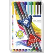 Капиллярная ручка Triplus набор 10+3 цвета, пластиковый бокс