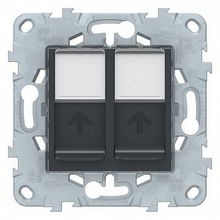 Розетка компьютерная 2xRJ45 Cat.6 UNICA NEW, антрацит |  код. NU542454 |  Schneider Electric