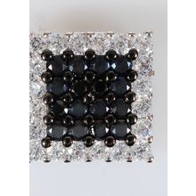 Кулон с (RH) чёрным фианитом "Квадрат"