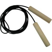 Скакалка резиновый шнур Черный d-4мм L-1,8м с деревянными ручками