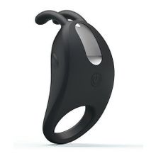 Чёрное эрекционное кольцо с вибрацией Rabbit Vibrator Черный