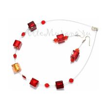 Комплект Портофино красный: ожерелье, серьги