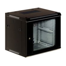 Шкаф настенный KRAULER KRC76615 19", 15U, 600x600x769мм, стеклянная дверь, 2-х секционный, черный