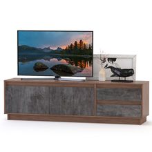 Нижегородмебель и К Тумба под ТВ Леон цвет орех селект каминный камень тёмный ID - 295595