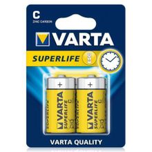 Батарейка C VARTA R14 2BL Superlife, солевая, 2 шт, в блистере (2014)