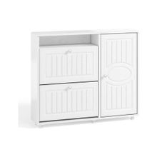 Система Мебели Тумба под обувь 2-х секционная с дверью Монако МН-24 белое дерево