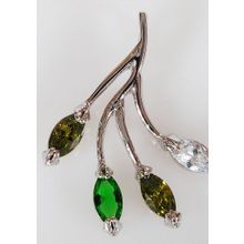 Кулон с (RH) перидотом "mix листья"