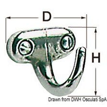 Osculati Polished SS hook 25x25 mm, 38.313.50