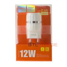 Сетевое зарядное устройство c 2 USB HOCO C41A, белое, max 2.4A