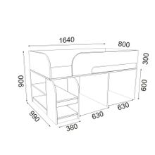 РВ-мебель Кровать-чердак Астра 9 4, белый корпус