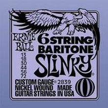 P02839 Baritone Slinky Комплект струн для 6-струнной баритон-гитары, 13-72, никель, Ernie Ball