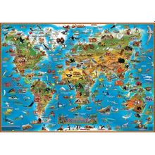 Настольная карта мира для детей Животные