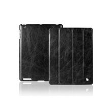 Кожаный чехол JisonCase Premium Vintage Real Leather Smart Cover Black (Чёрный цвет) для iPad 2 New