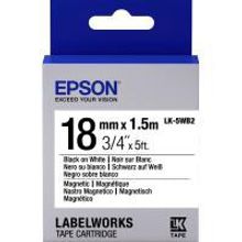 EPSON LK-5WB2 картридж с магнитной лентой 18 мм, чёрный шрифт на белом фоне