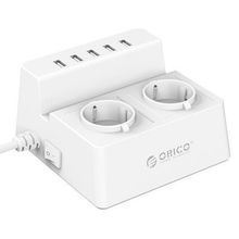 Сетевой фильтр Orico ODC-2A5U-V1-EU-WH (2 розетки + 5 USB)