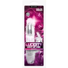 Прозрачный вибратор с клиторальным зайкой Lucidity Big Bang Light Up Vibe - 16 см.