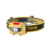 Фонарь налобный светодиодный, 4 режима Stayer Master 56568 (1Вт(80Лм)+2LED, 3ААА)