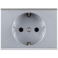 Розетка СВЕТОЗАР "ЭФФЕКТ"  с заземлением, одинарная, без вставки и рамки, светло-серый металлик, 16А ~250В