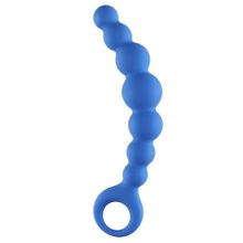 Lola toys Синяя упругая анальная цепочка Flexible Wand - 18 см.