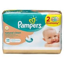 Влажные салфетки Pampers Natural Clean, (2*64) 128 шт