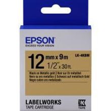 EPSON LK-4KBM картридж с лентой металлик 12 мм, чёрный шрифт на золотом фоне