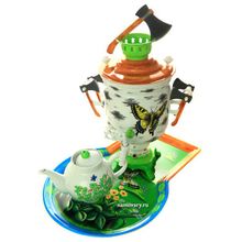 Набор самовар электрический 3 литра "Березовый пенек" с автоматическим отключением при закипании, арт. 103565к