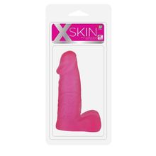 Dream Toys Розовый фаллоимитатор с мошонкой XSKIN 5 PVC DONG - 13 см.