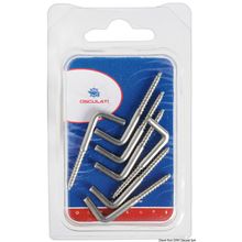 Osculati SS square screw hooks 40 x 3.5 mm Blister packaging 7 pcs, 09.035.02