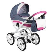 Коляска Adamex SOFIA HC white джинс+розовый+белый