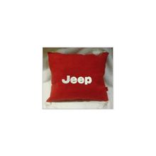  Подушка Jeep красная с белыми кистями