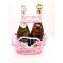 Корзинка для свадебного шампанского розовая ST1550