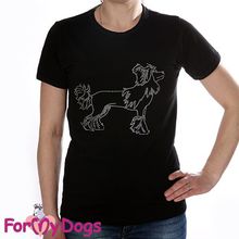 Женская футболка с Китайской хохлатой собакой черная 121SS-2014