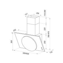 Каминная вытяжка Maunfeld Tower L (PUSH) 50 белый белое стекло