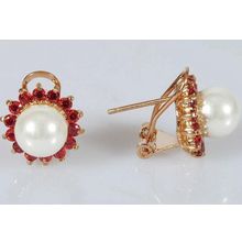 Серьги с жемчугом "В гранате"