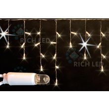 Rich LED RL-i3*0.5F-CW WW Уличная светодиодная Бахрома 3x0.5 м, теплый белый, мерцание, провод белый