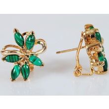 Серьги с малахитом "6 камней"