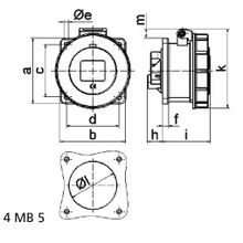 Bals Панельная розетка Bals 1376 400 В 16 А 4 полюса IP67 винтовые клеммы серо-красная