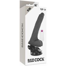 DreamLove Черный вибратор на мощной присоске Basecock Realistic Vibrator Remote Control - 19 см. (черный)