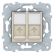 Розетка компьютерная 2xRJ45 Cat.6 UNICA NEW, бежевый |  код. NU542444 |  Schneider Electric