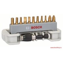 Bosch Набор бит Max Grip PH PZ T S HEX 25 мм + быстросменный держатель (12 шт.) (2608522128 , 2.608.522.128)