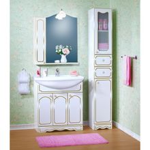 Бриклаер Тумба с раковиной Лючия 80 белый глянец золото