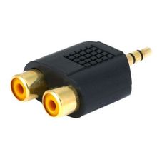 Адаптер 3.5 stereo plug -> 2 x RCA jack, позолоченный, черный, Premier (2-210G)