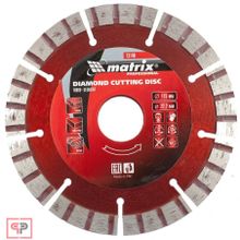 Matrix Диск алмазный, отрезной Турбо-сегментный, 115 х 22,2 мм, сухая резка Matrix Professional