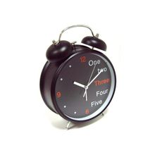 Часы будильник большой черный Английский
