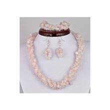 Бусики-Колечки Комплект Кварц Розовый "Забава 3" арт.КП051